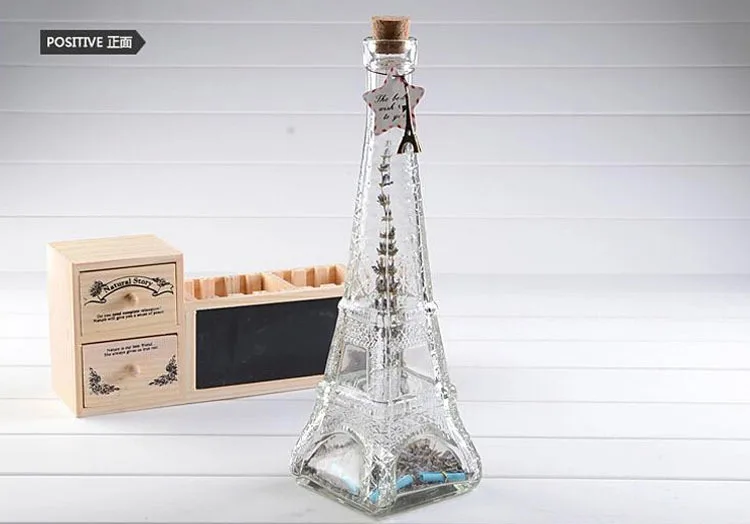 1PC Paris Eiffel Tower glass bottle drift bottles lucky stars Wishing bottle glass tower JL 063