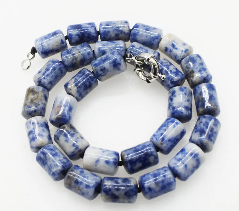 wholesale 10*14mm blue sodalite  agtae  pillar  necklace 17inch FPPJ nature beads for woman gift wedding necklace