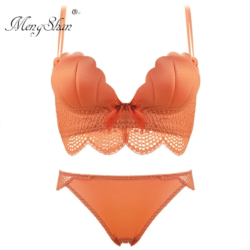 Small chest gathered bra set Characteristic of Shell Cup bras for women Massage palm cup push up bra set 85A 85B