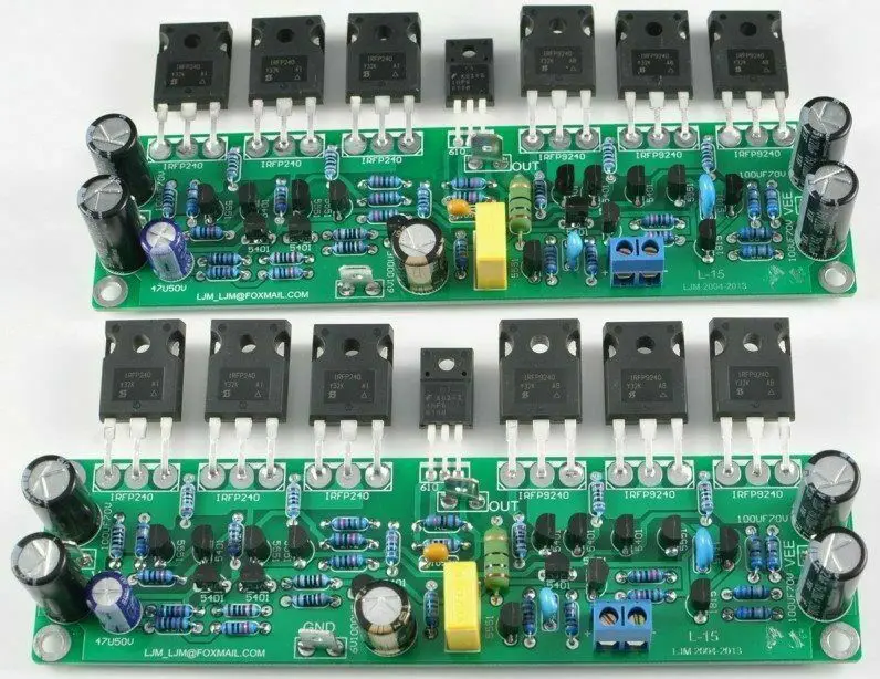 Um par l15 mosfet amplificador placa 2 canais amp irfp240 irfp9240 amp board