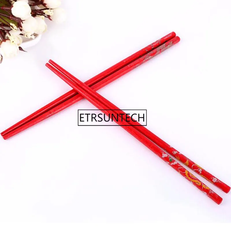 100sets Chinese Traditional Wedding Pattern Chopsticks Happy Event Red Tableware Wedding Gift Kitchen Tools