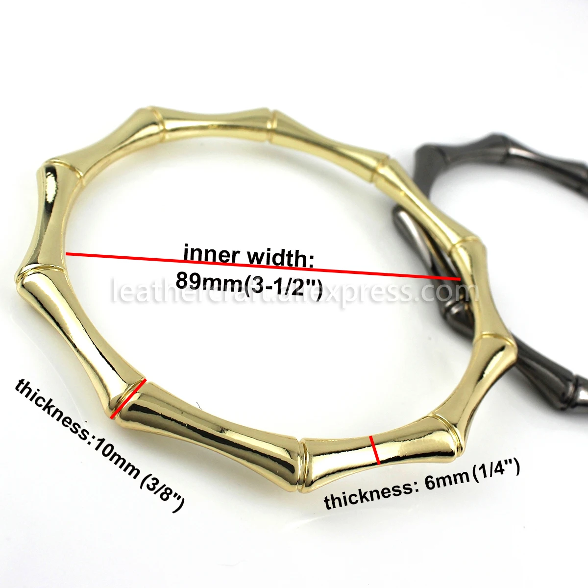 1x Heavy Duty Bamboo O-ring Bag Handle Metal Strap Replacement Handbag Luggage DIY Hardware Accessories 89mm(3-1/2\