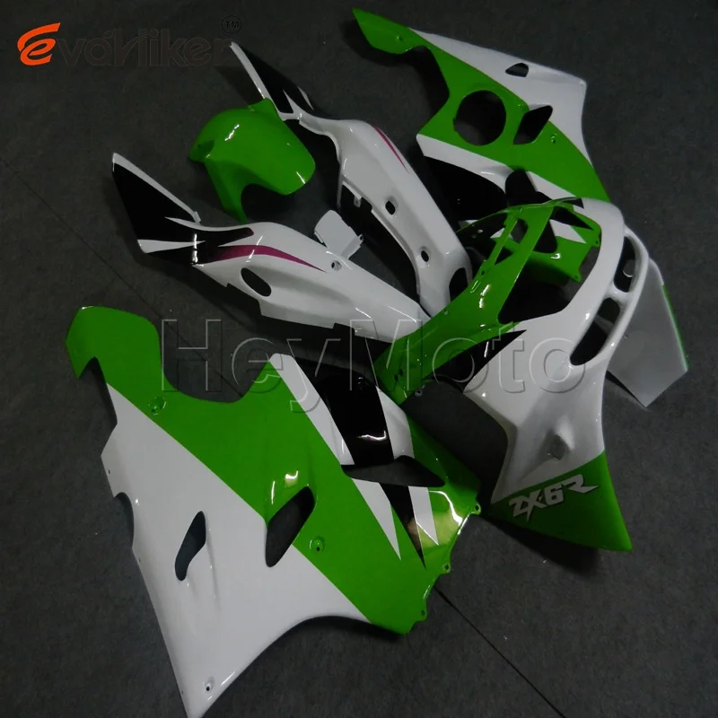 Motorcycle fairing for ZX6R 1994 1995 1996 1997 green white ZX-6R 9497 ABS plastic panels kit