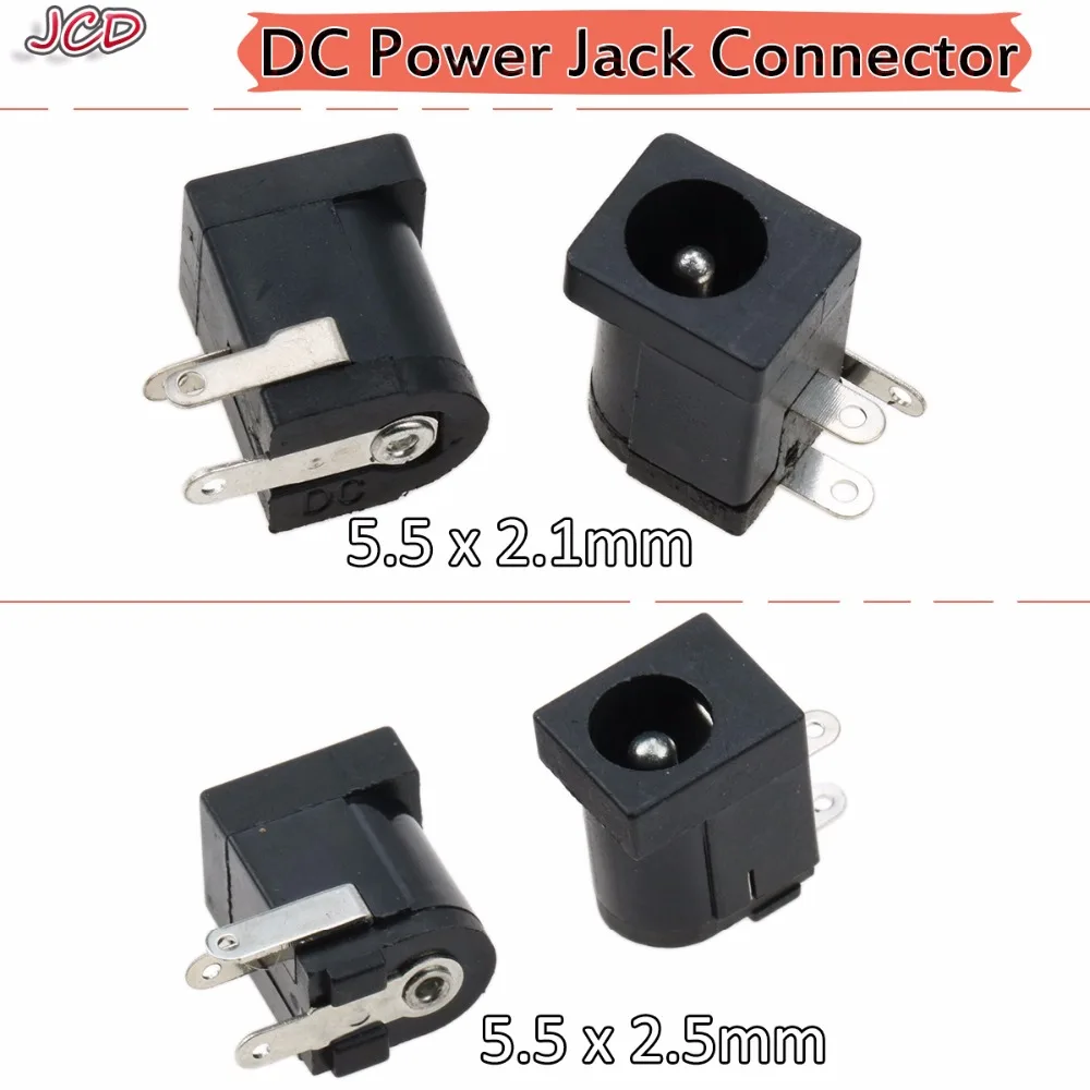 

JCD DC-005 Black DC Power Jack Socket Connector DC005 5.5*2.1mm 2.1 Socket Round the Needle 5.5 x 2.5 mm Female DC Power jack