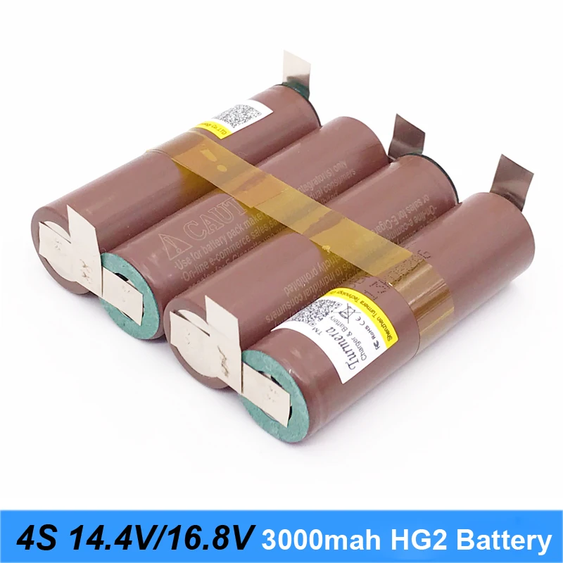 แบตเตอรี่ 18650 hg2 3000mAh 20 แอมป์ 12.6V ถึง 25.2V ไขควงแบตเตอรี่เชื่อมบัดกรีแถบ 3S 4S 5S 6S แบตเตอรี่ Pack (ปรับแต่ง)