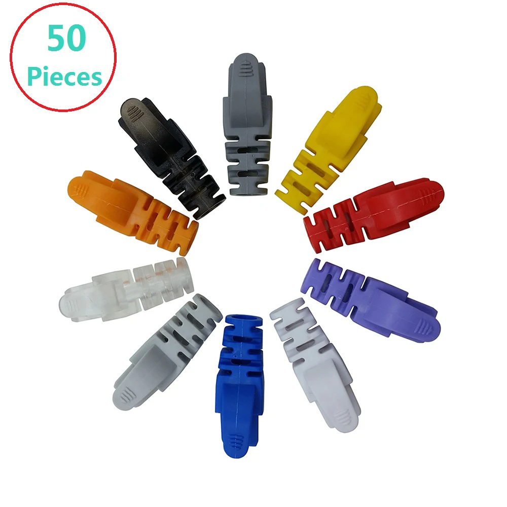 50 stks RJ45 protector voor Connector grasp Lan RJ45 Plug Ethernet Netwerkkabel Trekontlasting RJ45 Stekkers Protector