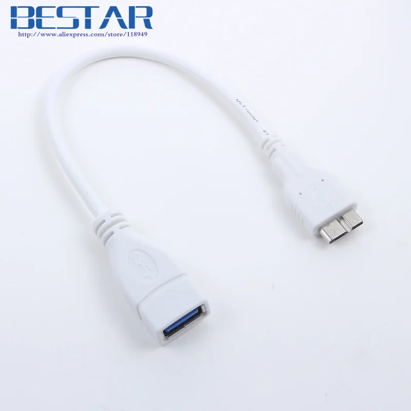 الأبيض والأسود مايكرو USB 3.0 9pin وتغ المضيف قرص فلاش كيبل 20 سنتيمتر USB3.0 USB 3.0 وتغ كابل AF إلى مايكرو B