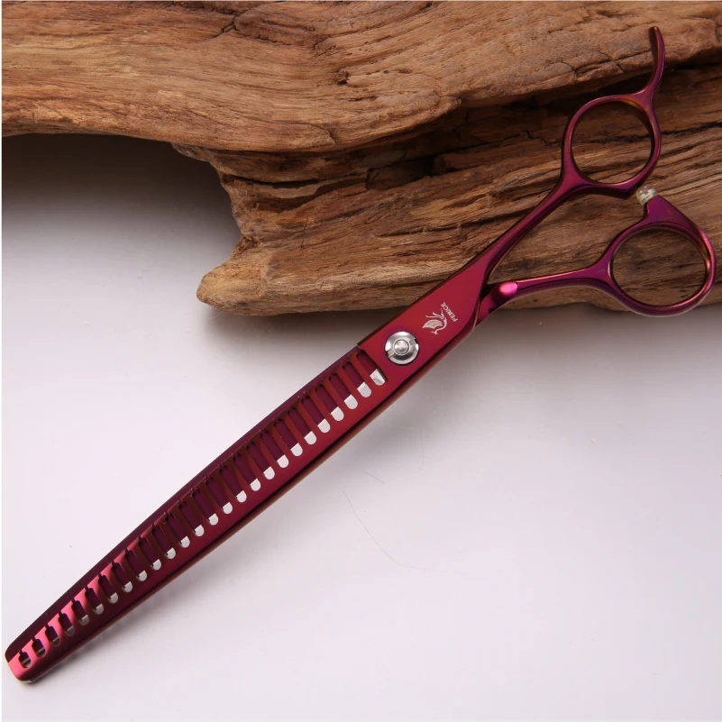 Fenice Professional JP440c 8 inch titanium coated  purple Pet dog Grooming chunker thinning shears Scissors