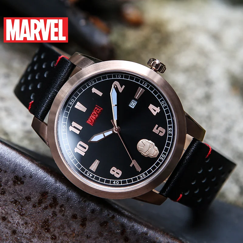 

Disney OFFICIAL authorize original Marvel Avengers Iron man QUARTZ WATCH Waterproof MEN Watches LEATHER Male Luxury M-9022 new