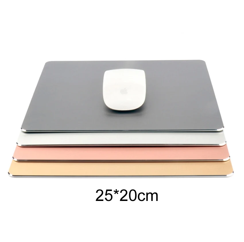 25x20cm Aluminium Alloy PU 2 Side Use Gaming Hard Metal Material Personalized Durable Mouse Pad Mat Comfort Mice Pads