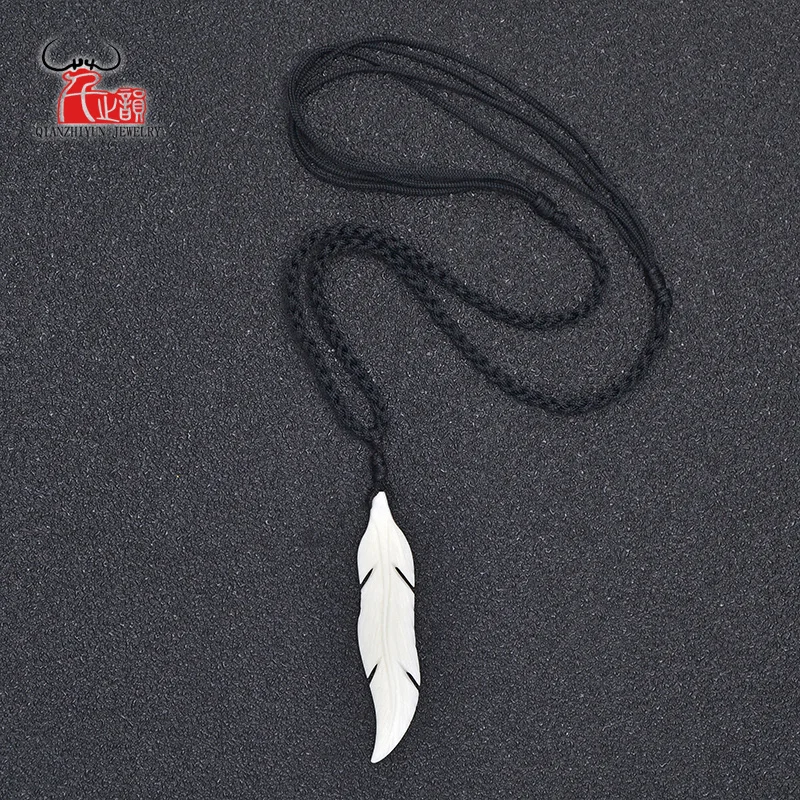 GX072 Hot Sale Maya jewelry Primitive tribes Choker Handmade Carved feather necklace woman yak bone pendant necklaces of surfing