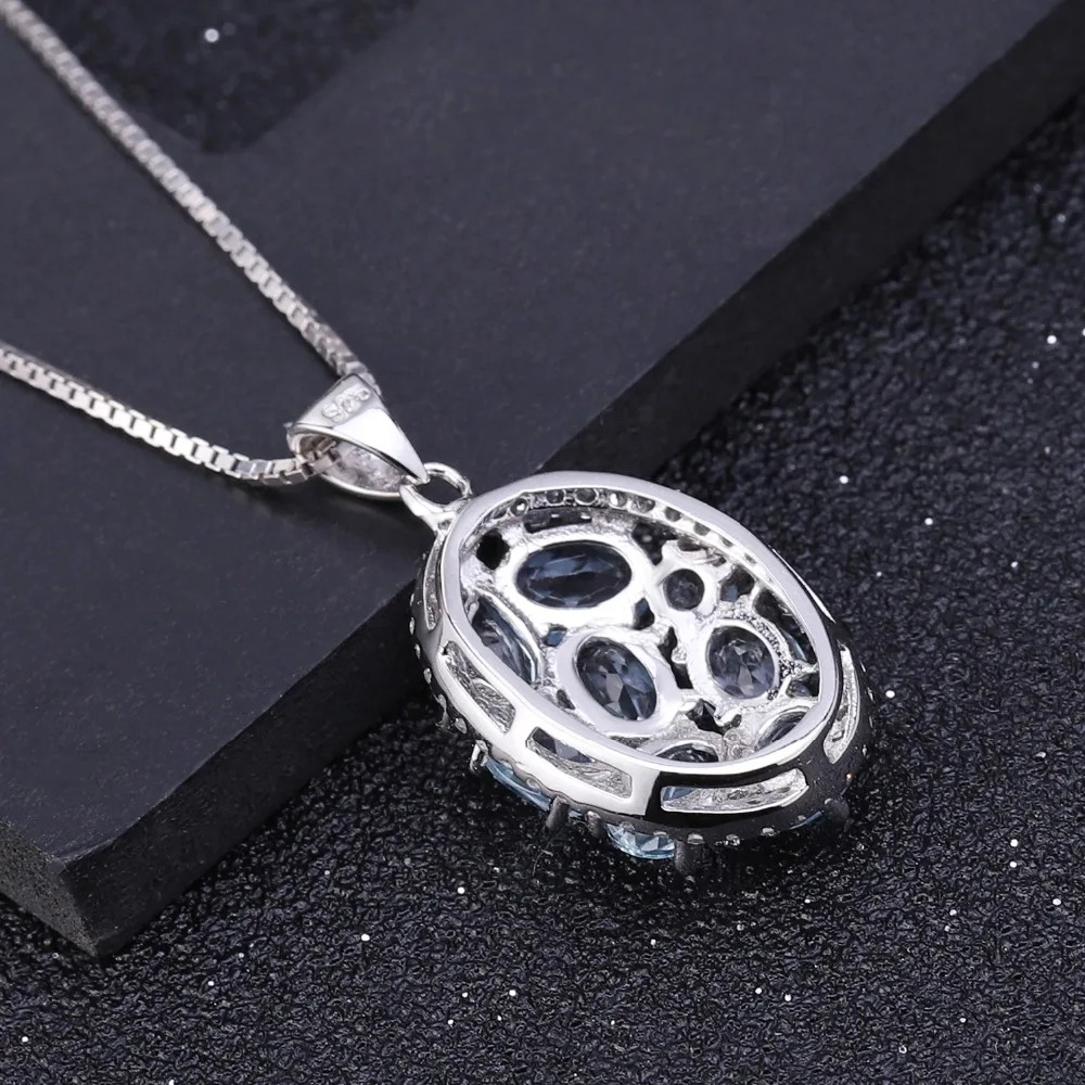 GEM\'S BALLET 3.90Ct Natural Sky Blue Topaz Gemstone Elegant Pendant Necklace for Women Fine Jewelry 925 Sterling Silver Collier