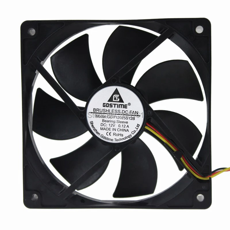 20pcs/lot Gdstime Computer 120mm High Air Flow DC 12V 3Pin Cooling Fan 120 x 120 x 25mm for PC