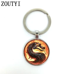 New / hot, new charm mortal kombat Reality fast, men's key chain quality car pendant, convex glass key ring.