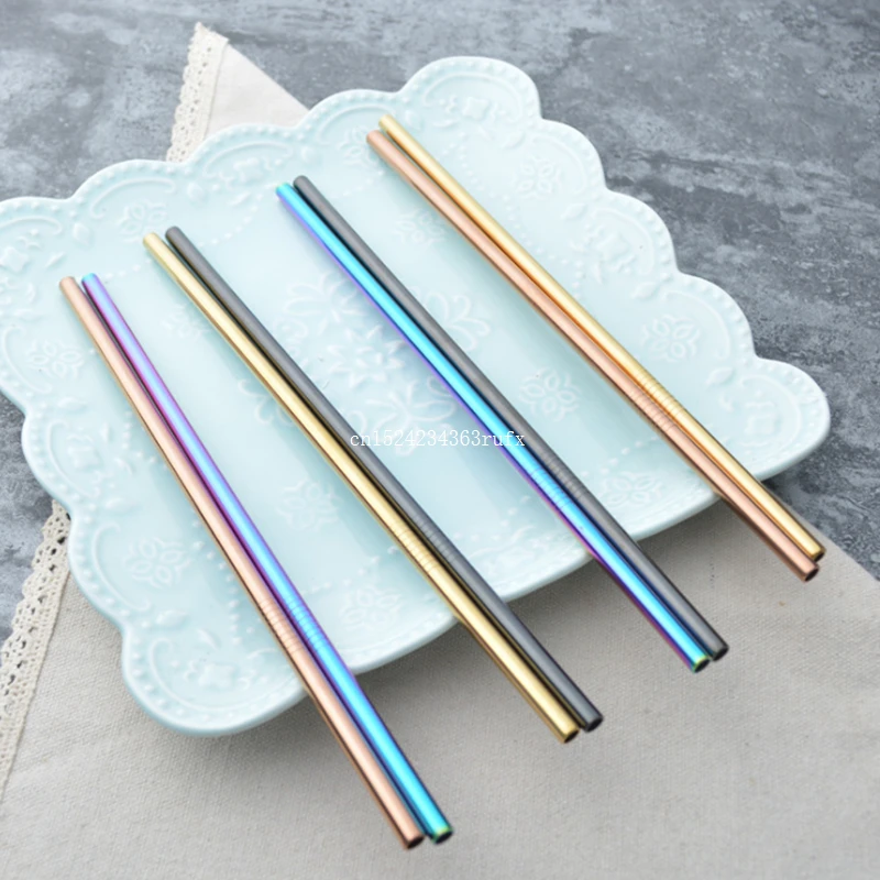 

300 pcs Colorful Stainless Steel Drinking Straws For Cups Mugs Durable Reusable Bar Drink Accessories