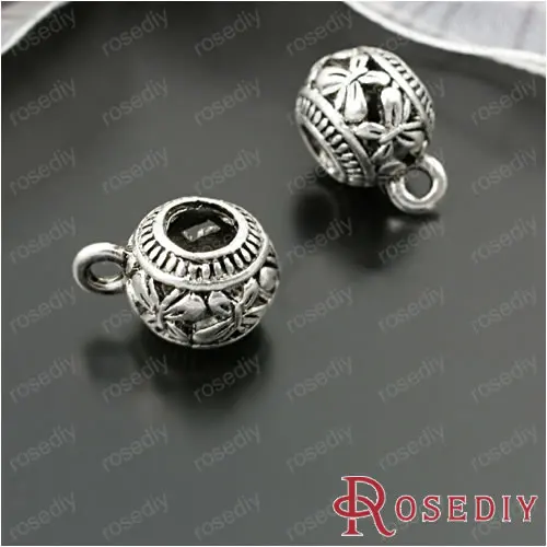 Wholesale 11*9mm Antique Silver color Flower Ball Alloy Large Hole 4.5mm Beads Diy Jewelry Findings Accessories 10 pcs(JM5819)