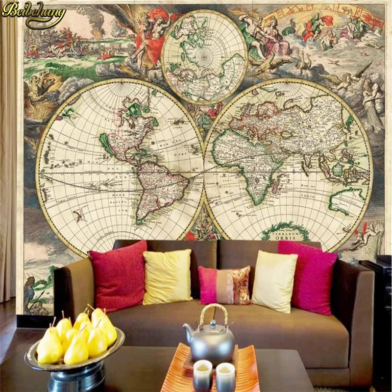 Beibehang foto Personalizzata carta da parati murale Europea retro trasporto marittimo mappa del mondo wall papers home decor papel de parede