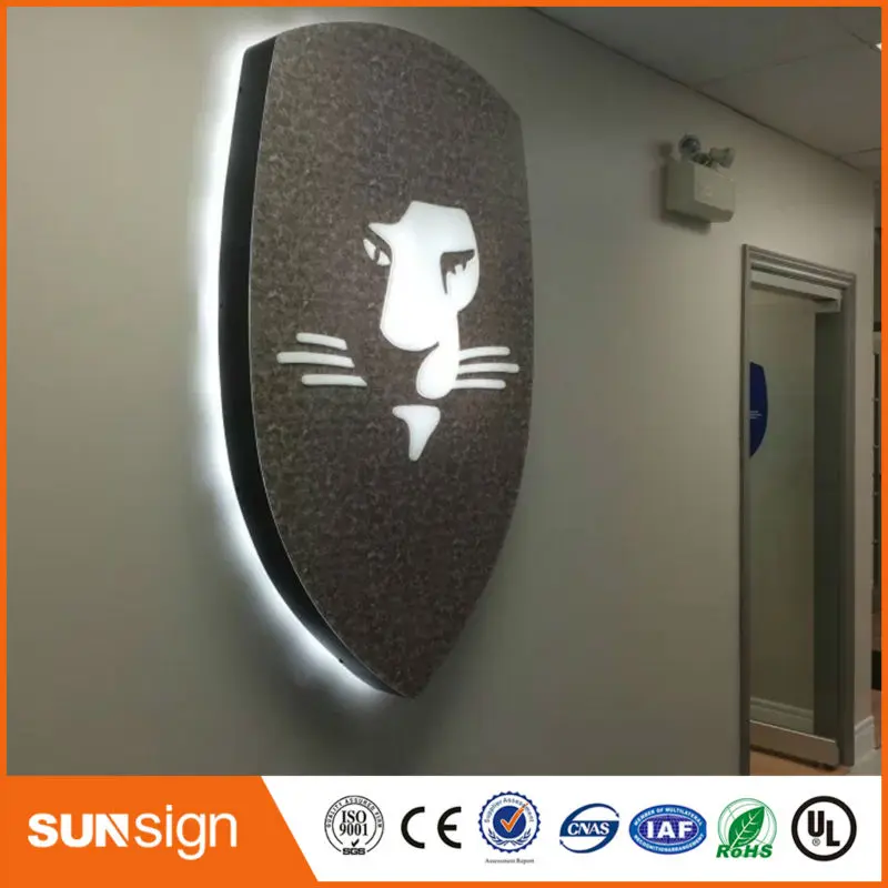 Sign dicat hitam stainless steel led backlit surat Saluran