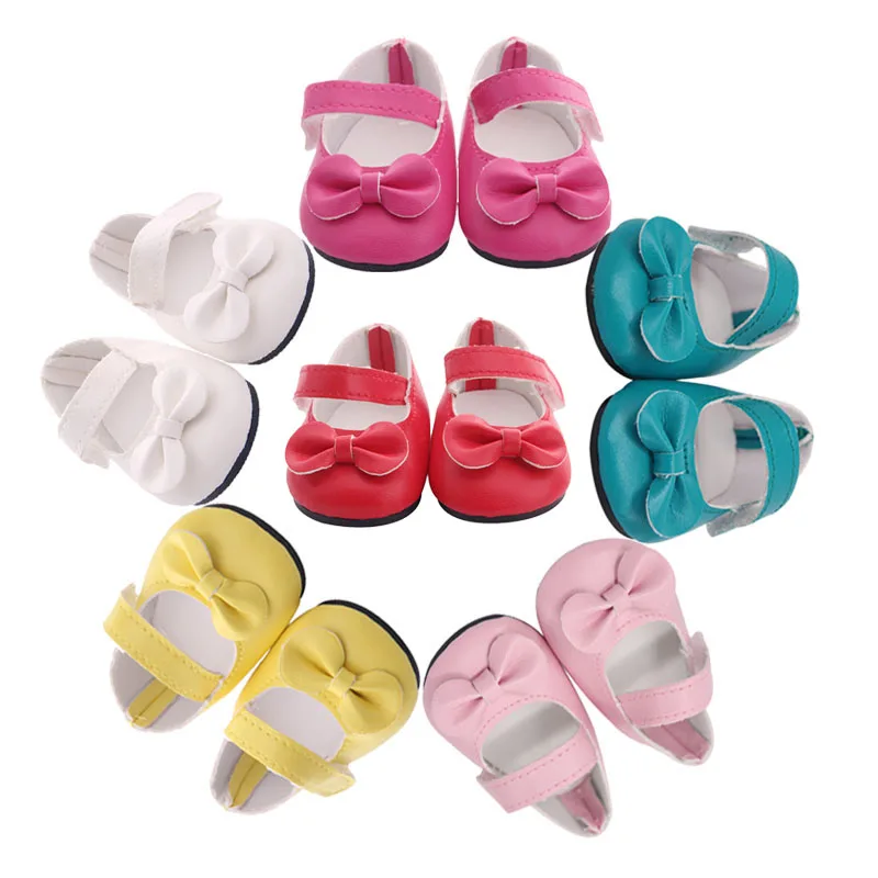 Chaussures en cuir et toile à nœud papillon pour poupée, 18 pouces, 43CM, accessoires pour vêtements de nouveau-né, jouets de la génération Nenuco Ropa