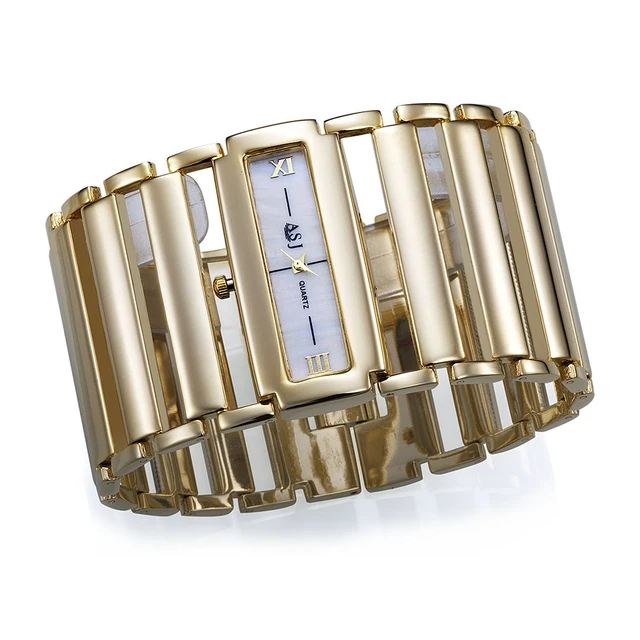 Women Luxury Stainless Steel Watch Ladies Wide Steel Band Gold Silver Bracelet Watch Quartz Watches Japan Movt AliExpress