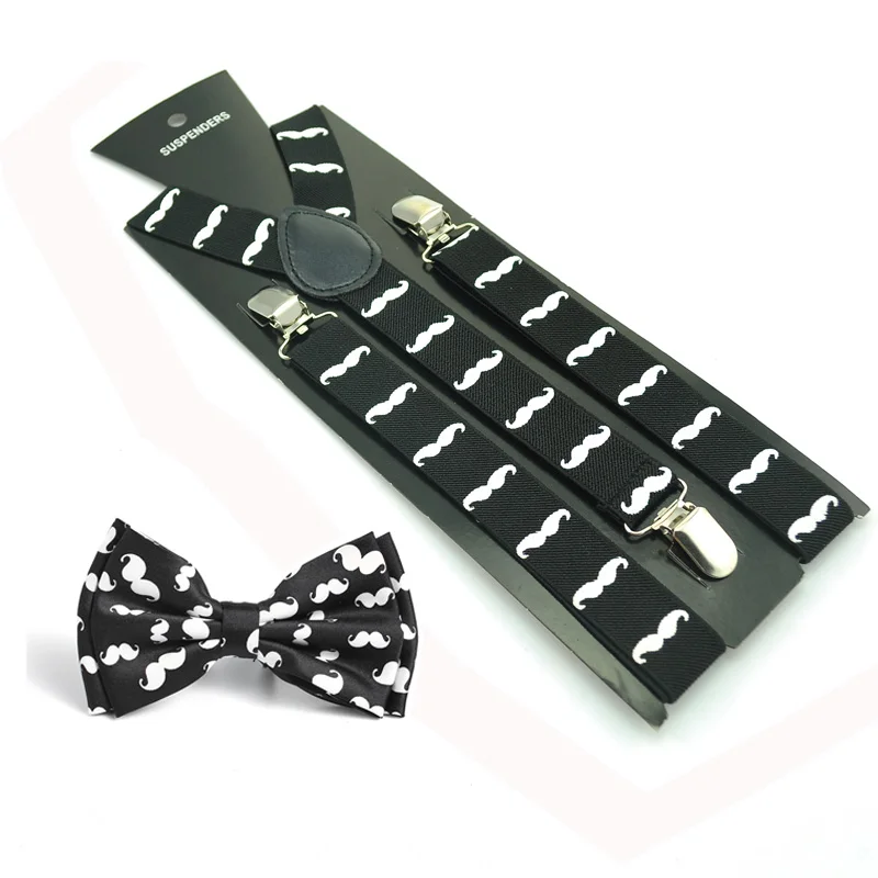 Clip-on Braces Elastic Suspender With Bow Tie Set Y-back 10 