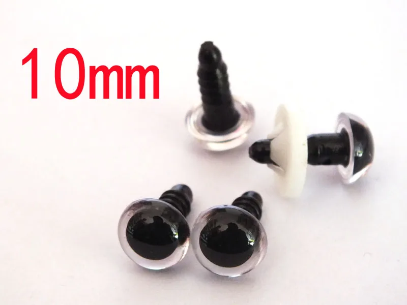 wholesale 10mm round shape plastic clear toy eyes + white washers--100pairs