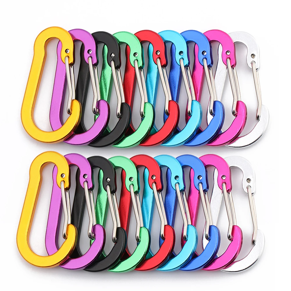 5PC Aluminum Alloy Carabiner Outdoor Backpack Camping Climbing Buckle Fishing Hook Keychain Lock Buckle Snap Clip Tools