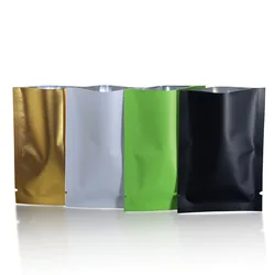 200 unid/lote bolsa de papel de aluminio mate con tapa abierta bolsa de comida para té y café bolsa de embalaje al vacío de papel de Mylar bolsas de almacenamiento con sellado térmico