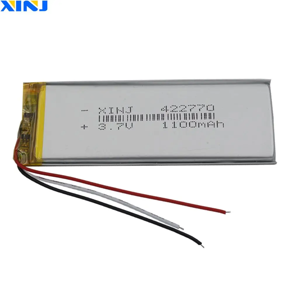 

3.7V 1100mAh 4.07Wh 3 Wires Thermistor Polymer Li Lithium LiPo Battery 422770 For Phone E-Book PDA MID ipod Portable Tablet PC