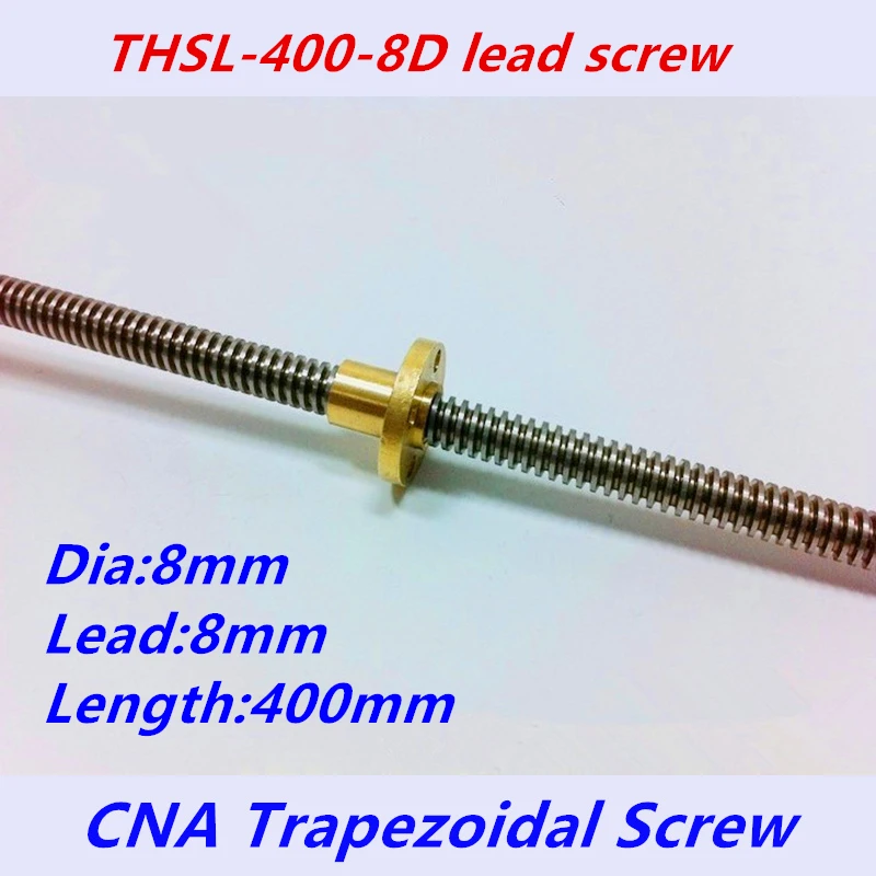 

Free shipping RepRap 3D Printer THSL-400-8D T-type stepper motor Lead Screw Dia 8MM Thread 8mm Length 400mm with Copper Nut