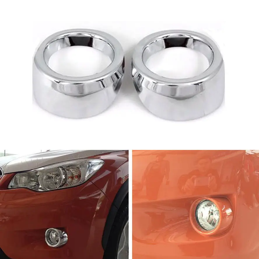 BBQ@FUKA Car Front Fog Light Lamp Ring Cover Trim Chrome Fit for Subaru New XV/Crosstrek 2018 Car Exterior Accessories Styling