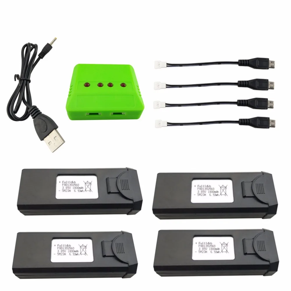 

4PCS 3.85V 1800mah lithium battery with 4-in-1 charger for XS809S folding quadcopter spare parts