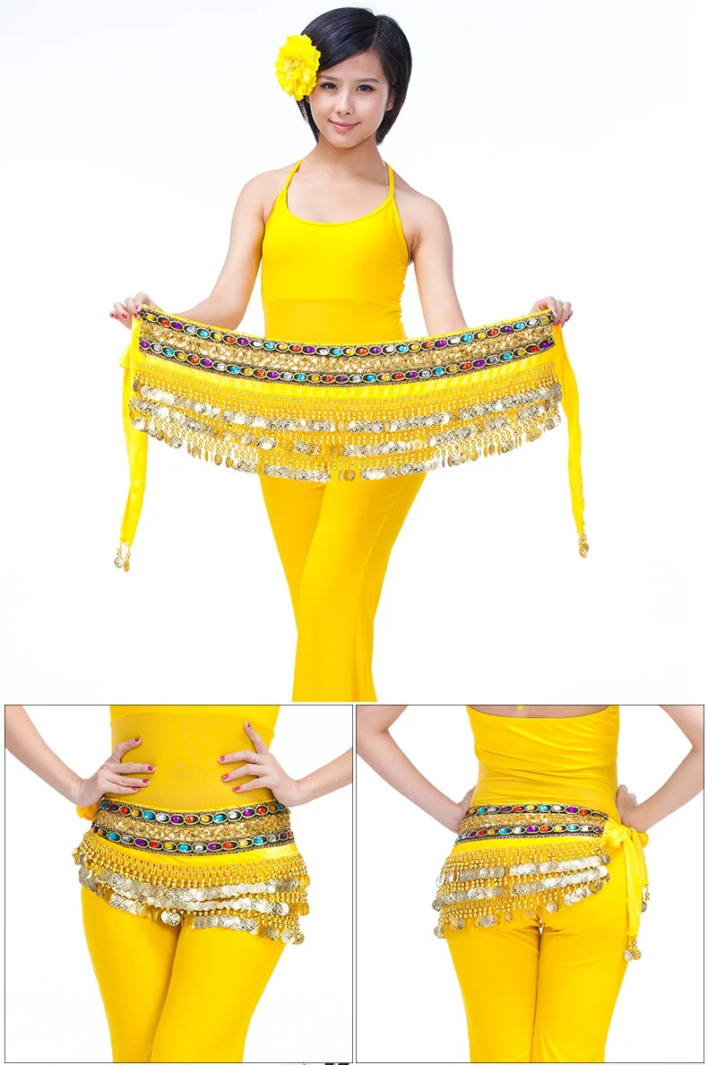 Bauchtanz-Kostüm, Gürtel, Samt, Bauchtanz, Hüfttuch, indische Tänzerin, Hüfttuch, Perlen und Münzen, Training, Performance-Outfits, Münzen – Detail 13