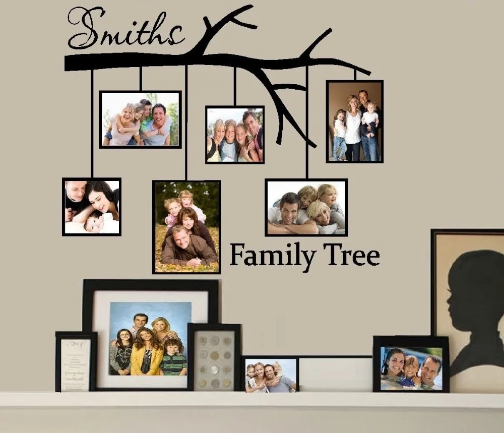 Large Personalized Name Family Tree With Picture Frames Wall Sticker Bedroom Living Room Love Branch Photo Frames Decal Nursery