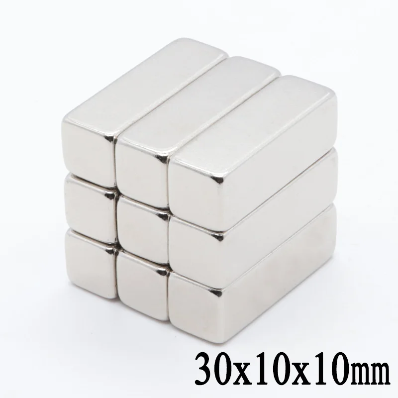 10/20/30/40/50/60x10x10 mm  Super Strong  Cuboid Block Craft Rare Earth Magnetic Neodymium Cube Magnet 30 x 10 x 10mm