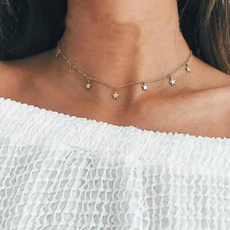 fashion jewelry star moon choker necklace nice gift for women girl Jewelry collana Kolye Bijoux Collares Mujer Collier Femme x36