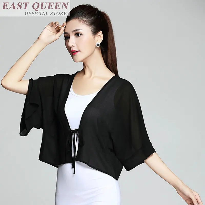 Feminine shirts chiffon half batwing sleeve loose casual blouses solid halter spliced tops women work wear shirts DD708 L