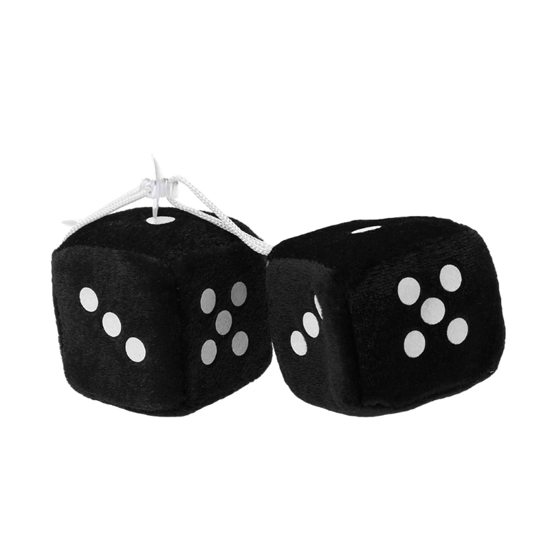 1 Pair Fuzzy Dice Dots Rear View Mirror Hanger Decoration Car Styling Accessorie