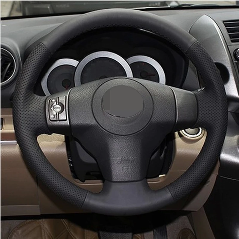 Black Artificial Leather Car Steering Wheel Cover for Toyota Yaris Vios RAV4 2006-2009 Scion XB 2008