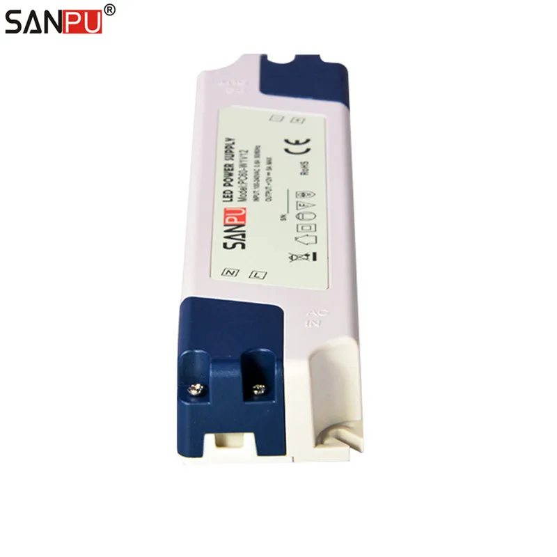 SANPU SMPS 60W 12V 5A Switching Power Supply Driver for LEDs 220V 110V AC-DC Lighting Transformer IP44 Indoor Use Plastic White