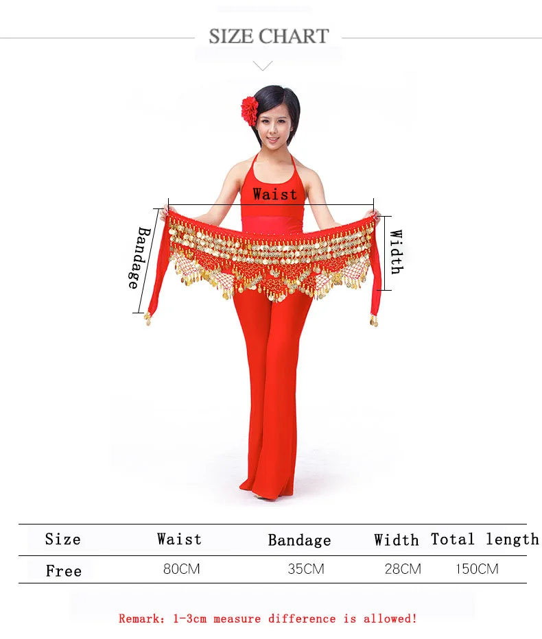 Neue Stil Top Verkauf Bauchtanz Taille Kette Hüfte Schal Bauchtanz Münzen Gürtel Tanzen Taille Gürtel Tänzerin Zubehör – Detail 6
