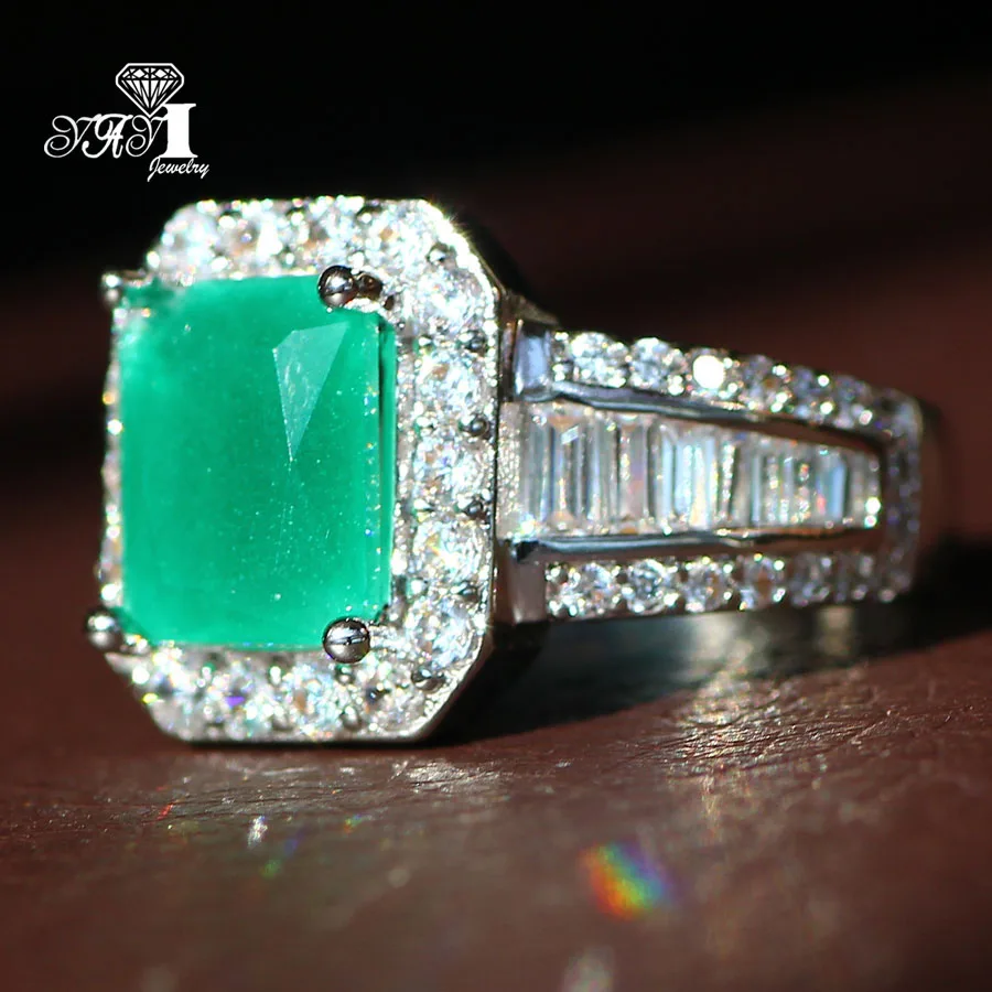 YaYI Jewelry Hot Summer Fashion Princess Cut Green Turquoise Zircon Silver Color Engagement Wedding Party Rings