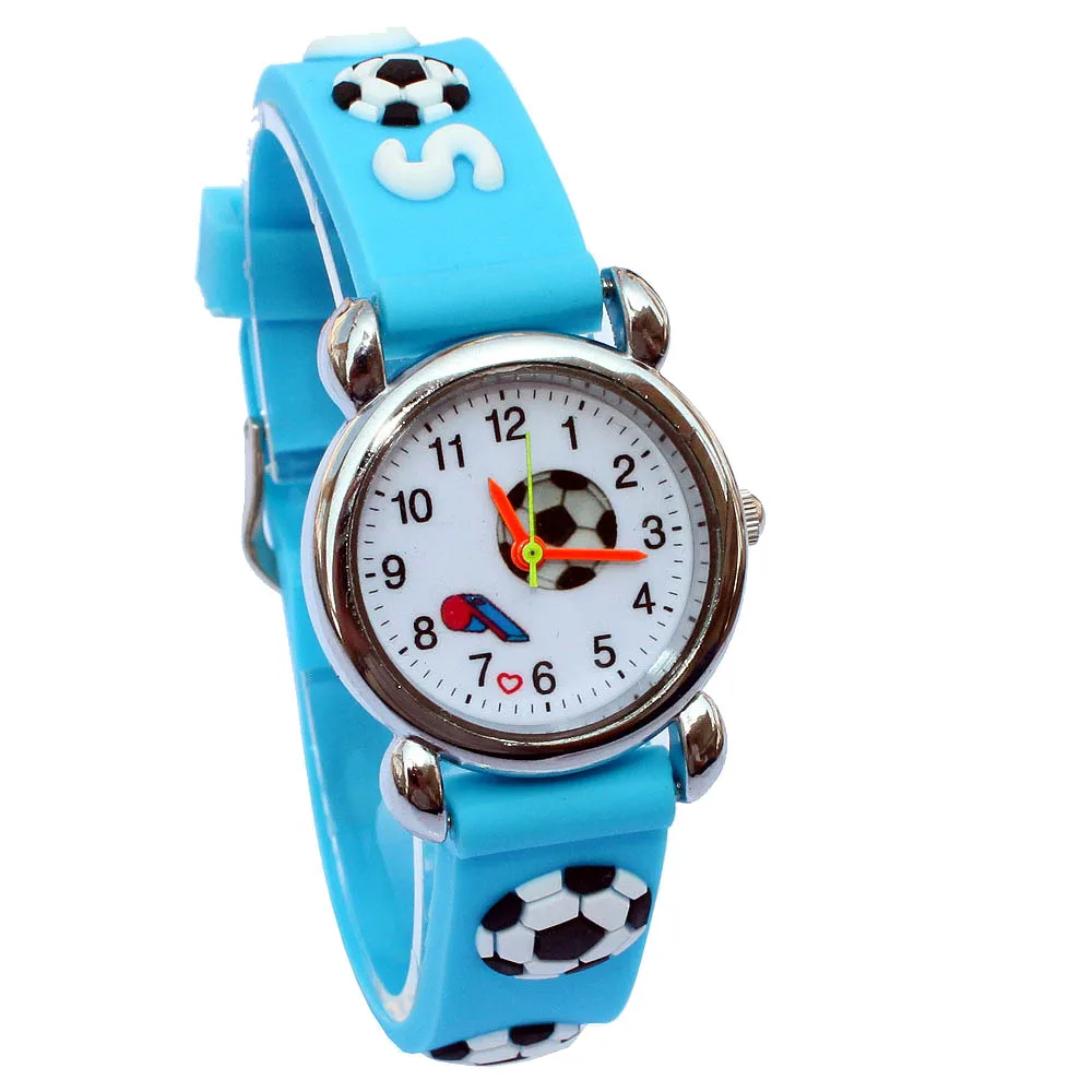 10 Stks/partij, gemengde 3D Horloge Sport Voetbal Stijl Siliconen Band Kinderen Quartz Horloge Jongen Horloge Meisjes Horloge Cartoon Horloge Gift