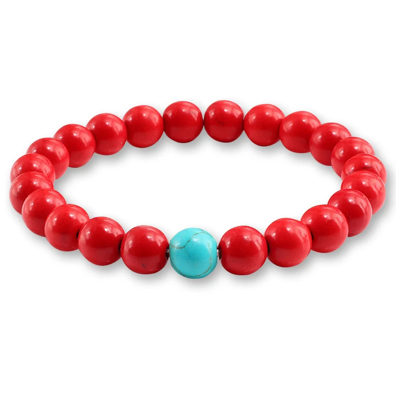 New Red Natural Stone Charm 8mm Men Strand Bracelet Femme Round Beads Buddha Bracelets For Women Pulseira Jewelry