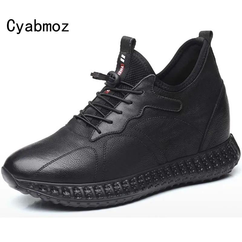 

Comfortable Genuine Leather Height Increasing Elevator Shoes Men Taller 10CM Instantly with Height Increase Insole Black Casual