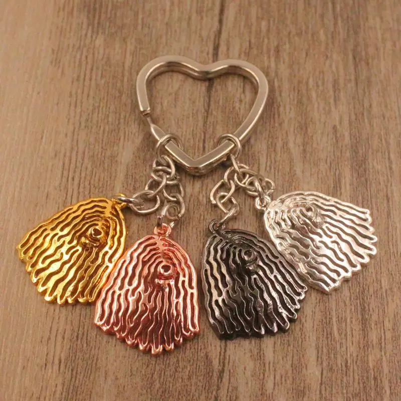 Bergamasco-Llavero chapado en oro y plata para bolso, joyería de amor, 4 colores, perro pastor, Animal, K180