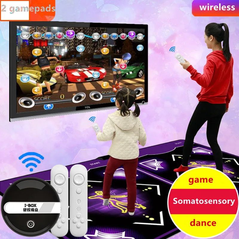 Wireless double dance mat 2 game controllers somatosensory gamepad computer TV with yoga games exercise fitness dancing machine