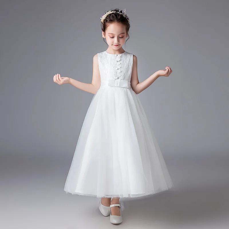 

Party White Long Children Girl Dress Flower Girl Clothes Kids Formal Wedding Birthday Vestidos Girls Clothes for 14 T RKF184041
