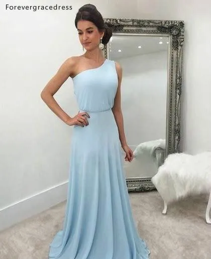 Vestidos de dama de Honor de gasa, vestido de dama de Honor de un hombro, verano, jardín campestre, fiesta de boda, invitados, talla grande, hecho a medida, 2019