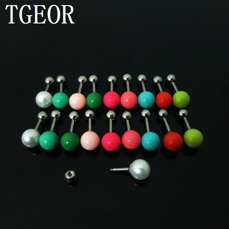 Free shipping Fashion  1 Pair  mixed colors 1.2*6*4/6mm Pearl tragus piercing earring NICE